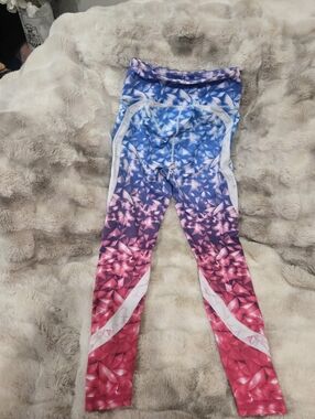 Women's Ombre Blue to Pink Geo-Print Athletic Leggings